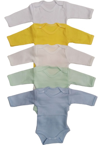 Uzun Kollu Çıtçıtlı Badi Bisiklet Yaka Body Hava Alır Kumaş Düz Renk Zıbın (5li Paket) 0-48 Ay Arası10 modelleri