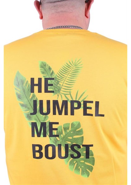 Büyük Beden Sıfır Yaka Tişört Jumpel 23109 Sarı fırsatları