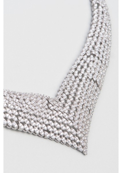 Miranda 18 Ayar Beyaz Altın Kaplama 42 cm Gümüş Gerdanlık fiyatları