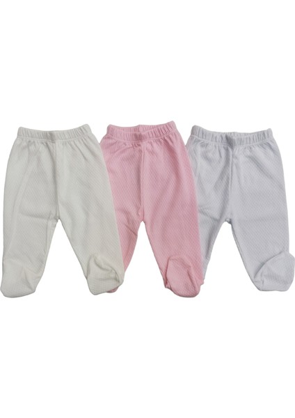 Bebek Patikli Alt Hava Alır Kumaş Düz Renk (3 Lü Paket Beyaz-Pembe-Krem) modelleri