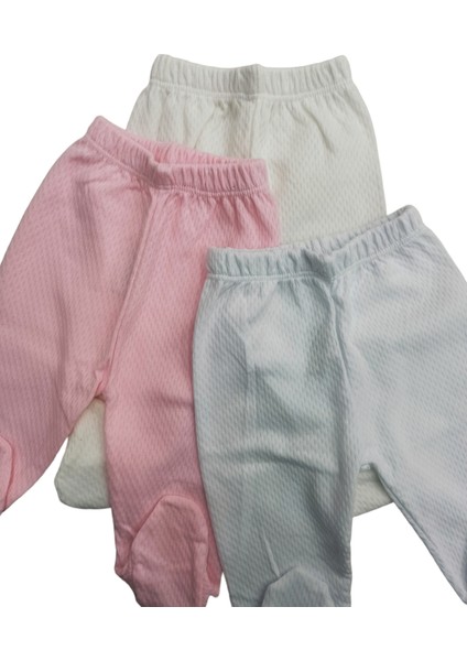 Bebek Patikli Alt Hava Alır Kumaş Düz Renk (3 Lü Paket Beyaz-Pembe-Krem) indirimleri