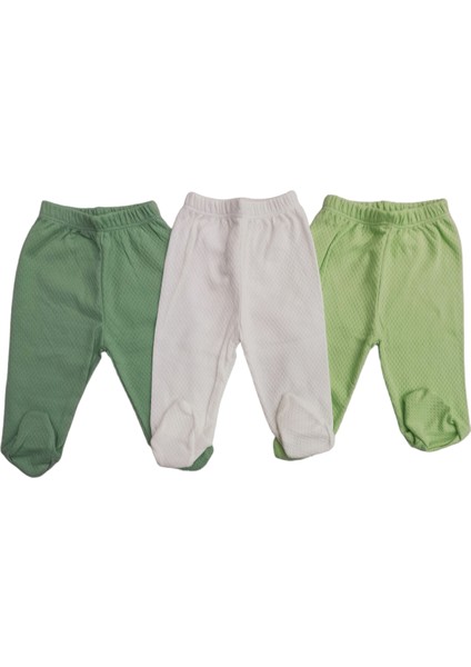 Bebek Patikli Alt Hava Alır Kumaş Düz Renk (3 Lü Paket Çağla-Krem-Küf Yeşili)