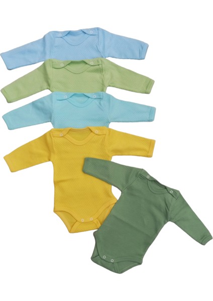 Uzun Kollu Çıtçıtlı Badi Bisiklet Yaka Body Hava Alır Kumaş Düz Renk Zıbın (5li Paket) 0-48 Ay Arası fiyatları