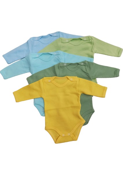 Uzun Kollu Çıtçıtlı Badi Bisiklet Yaka Body Hava Alır Kumaş Düz Renk Zıbın (5li Paket) 0-48 Ay Arası indirimleri