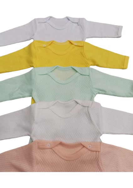 Uzun Kollu Çıtçıtlı Badi Bisiklet Yaka Body Hava Alır Kumaş Düz Renk Zıbın (5li Paket) 0-48 Ay Arası fiyatları