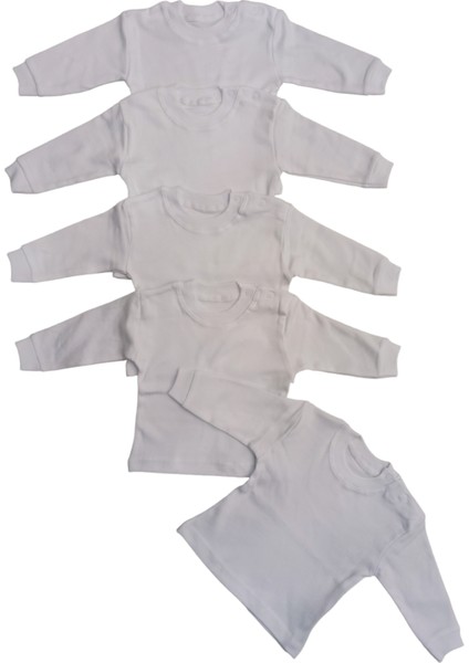 Uzun Kollu Omuzdan Çıtçıtlı Bisiklet Yaka Bebek Üst Badisi (5li Paket) modelleri