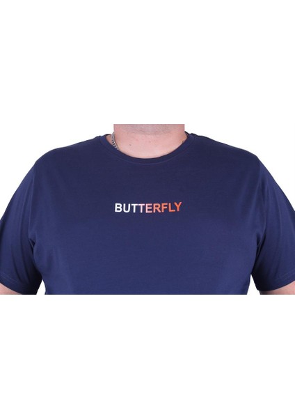 Büyük Beden Sıfır Yaka Tişört Butterfly 23107 Marin modelleri