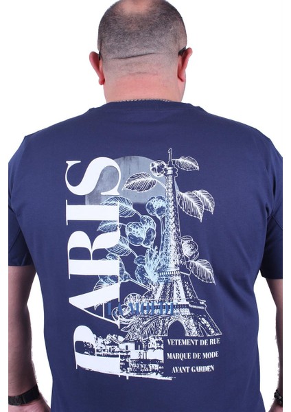Büyük Beden Sıfır Yaka Tişört Paris 23105 Marin fiyatları