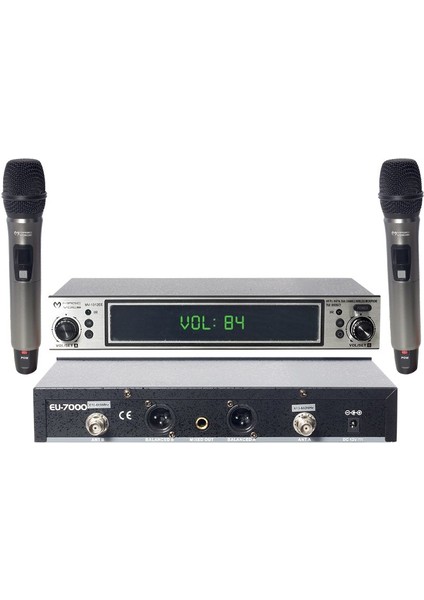 MV-1312EE Uhf 2 El Kablosuz Volüm Kont Telsiz Mikrofon