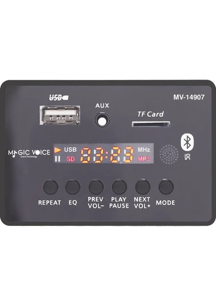 Magicvoice MV-14907 Usb/sd/mıc/aux/bluetooth Kumandalı Ekranlı Oto Teyp Çevirici Dijital Player Board