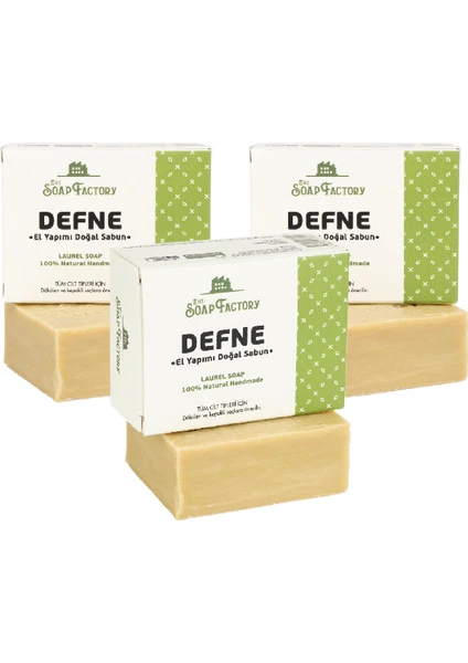 The Soap Factory Klasik Seri El Yapımı Defne Sabunu 110 g x 3 Adet (Toplam 330 g) - Vegan - Lüks - Bütün Cilt Tipleri İçin - Geleneksel Kaynatma Yöntemi