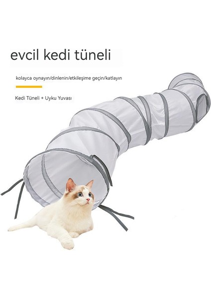 S Tipi Gri Beyaz Kedi Tüneli Evcil Hayvan Malzemeleri Kolay Katlanabilir Kedi Tüneli Kedi Oyuncakları (Yurt Dışından)