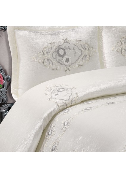 Diana Krem Kadife Çift Kişilik Çeyizlik Yatak Örtüsü fiyatları