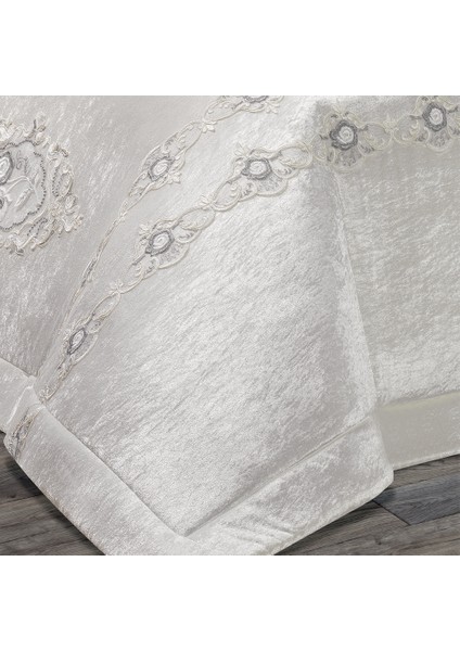 Diana Krem Kadife Çift Kişilik Çeyizlik Yatak Örtüsü modelleri