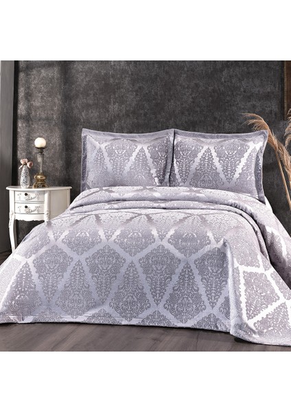 Classy Gri Çift Kişilik Şönil Pike Yatak Örtüsü