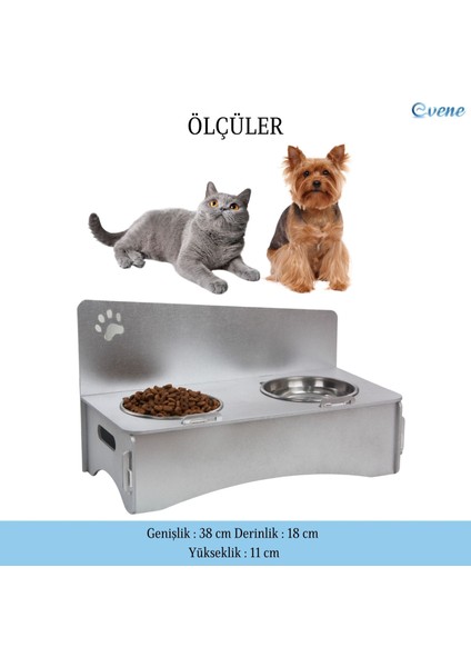 Mama Su Kabı Paslanmaz Çelik Taslı 2'li Ahşap Kedi ve Köpek Suluk Patili Model fiyatları