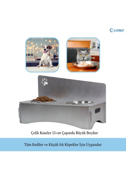 Mama Su Kabı Paslanmaz Çelik Taslı 2'li Ahşap Kedi ve Köpek Suluk Patili Model modelleri