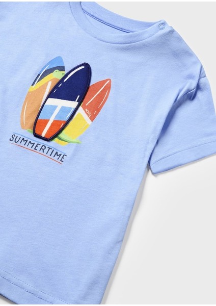 Erkek Bebek Baskılı T-Shirt Mavi 1020
