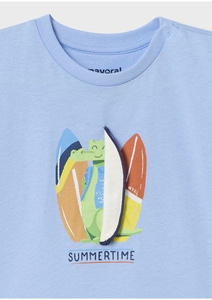 Erkek Bebek Baskılı T-Shirt Mavi 1020 modelleri