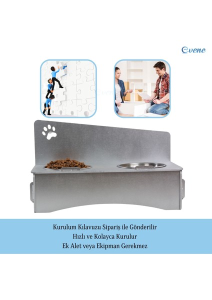 Mama Su Kabı Paslanmaz Çelik Taslı 2'li Ahşap Kedi ve Köpek Suluk Patili Model fırsatları