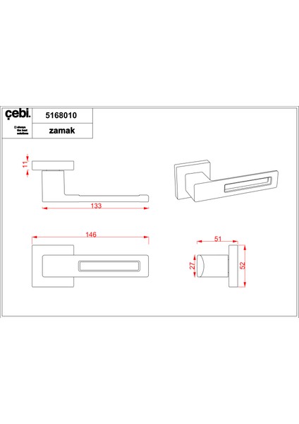 Kapı Kolu Modern A5168 MP08 S-Cube ODA KAPI KOLU fiyatları
