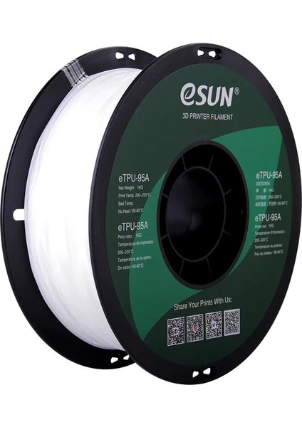 ETPU-95A Filament - Beyaz - 1 kg 1.75 mm