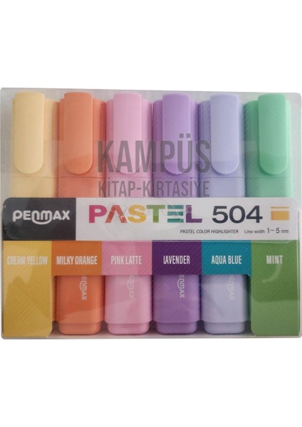 Fosforlu Işaretleme Kalemi Pastel Renkler 6'lı Set