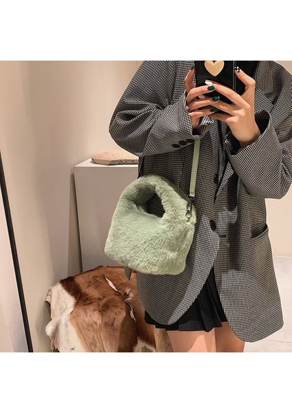 Yumuşak Kabarık Faux Kürk Peluş Crossbody Çanta (Yurt Dışından)