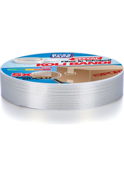 Boss Tape İp Takviyeli Lifli Çok Güçlü Koli Bandı 19mmx25mt