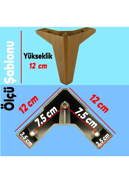 Mobilya Yatak Kanepe Sehpa Çekyat Baza Tv Ünitesi Koltuk Ayağı Ahşap Desenli Koyu Ceviz 12 Cm Ayak