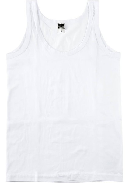 Erkek Çocuk Beyaz 6'lı Paket Ribana Pamuk Atlet