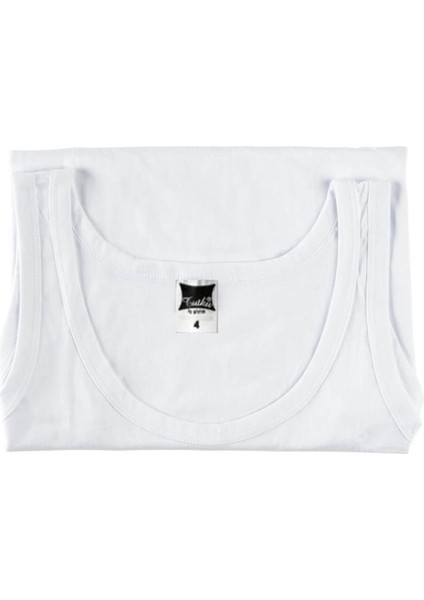 Erkek Çocuk Beyaz 6'lı Paket Ribana Pamuk Atlet modelleri