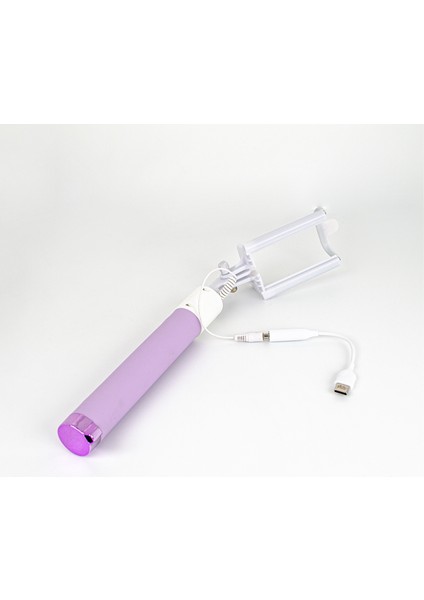Type-C to 3.5mm Jack Dönüştürücü 270 Derece Dönebilen Premium Selfie Çubuğu Lila 2023Yeni3611UC10