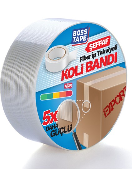 Boss Tape İp Takviyeli Çok Güçlü Koli Bandı 50mmx25mt