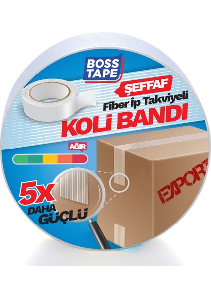 Boss Tape İp Takviyeli Çok Güçlü Koli Bandı 50mmx25mt