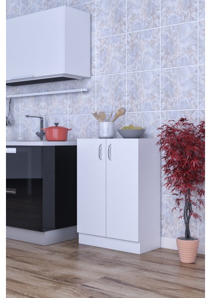 Rafineri Mokas Çok Amaçlı Mdf Dolap Raflı Kapaklı Mutfak Balkon Banyo