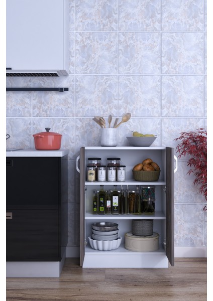 Rafineri Mokas Çok Amaçlı Mdf Dolap Raflı Kapaklı Mutfak Balkon Banyo