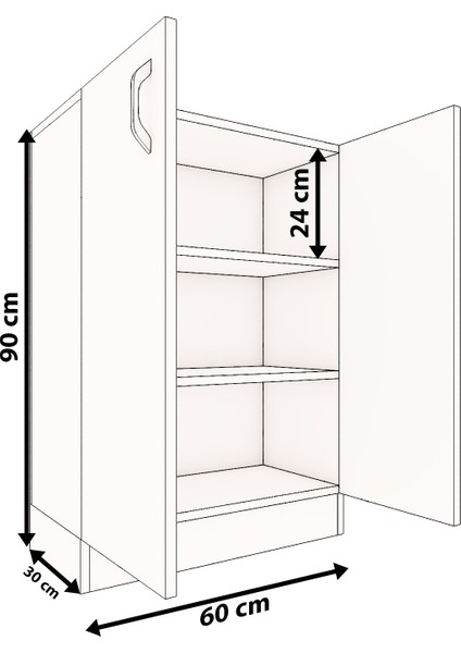 Rafineri Mokas Çok Amaçlı Mdf Dolap Raflı Kapaklı Mutfak Balkon Banyo
