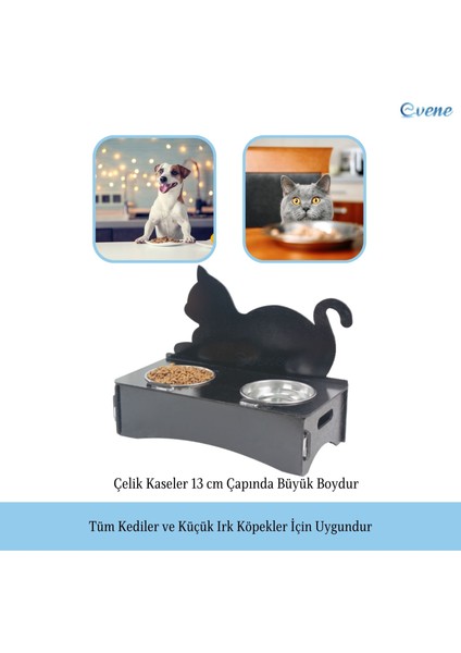 Mama Su Kabı Paslanmaz Çelik Taslı 2'li Ahşap Kedi ve Köpek Suluk Kedi Arkalık Model modelleri
