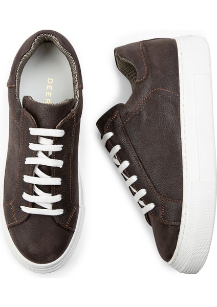 Hakiki Deri Kahverengi Sneaker Kadın Ayakkabı fırsatları