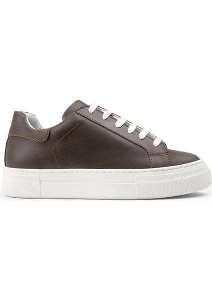 Hakiki Deri Kahverengi Sneaker Kadın Ayakkabı