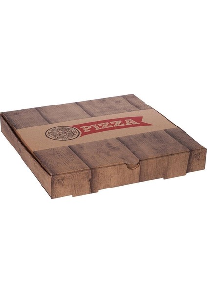 22 cm Pizza Kutusu Ahşap Pizza Baskılı (22X22X4) - 500 Adet