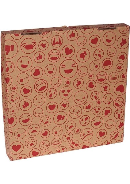 24 cm Emoji Baskılı Pizza Kutusu (24X24X4) - 100 Adet