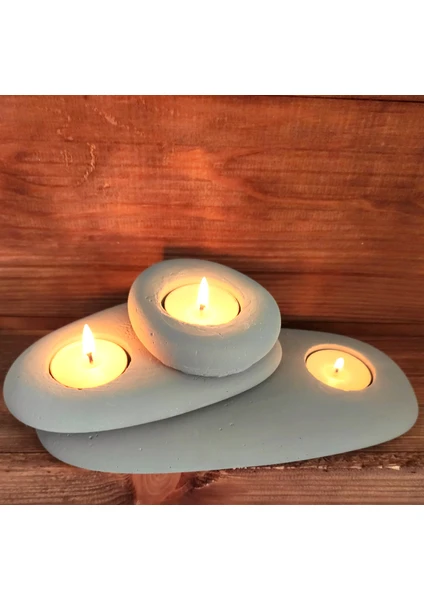 Ovoid Beton Mumluk Tealight 3'lü Set