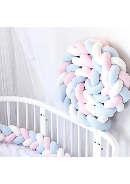 Yatak Kenarı Dokuma Bantlı Pembe ve Mavi 3 Metre (Yurt Dışından)