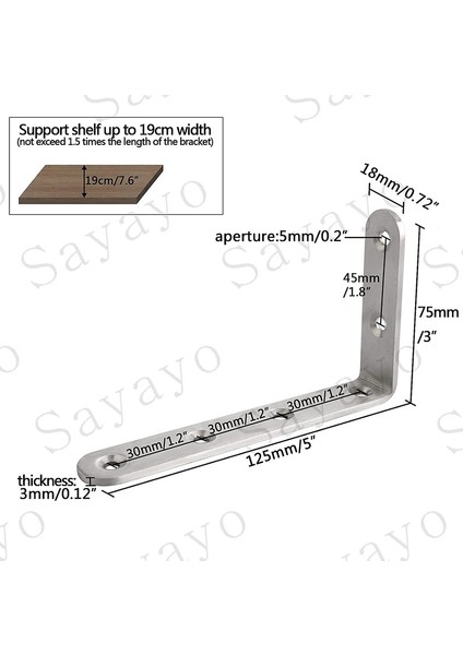 4 Braket Duvara Monte Braket Braket Süspansiyon Braket Metal Damgalı Braket 125MM x 75MM Tel Çekme Paslanmaz Çelik Yüzey (Yurt Dışından) fırsatları