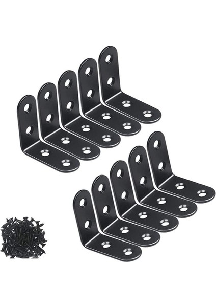 10 Dik Açılı Braket Sabit Braket L Şekilli Conta 40 x 40 x 17 mm Dik Açılı Braket Vidalı Siyah (Yurt Dışından)