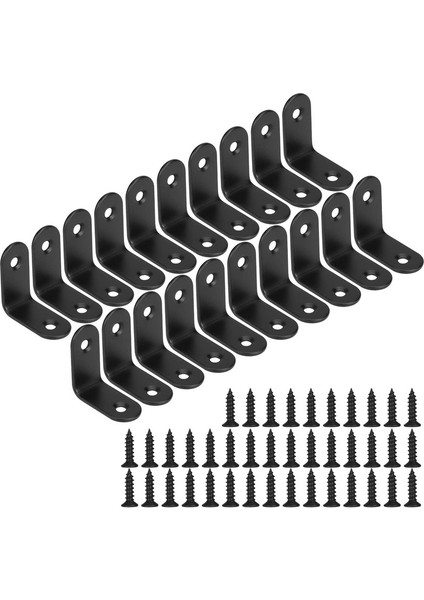 Montaj Braketi Siyah Dik Açılı Braket L-Şekilli Metal Braket Ahşap Mobilya Dolap Braketi Için Vidalı 20 Parça 30 * 30 * 16 mm (Yurt Dışından)