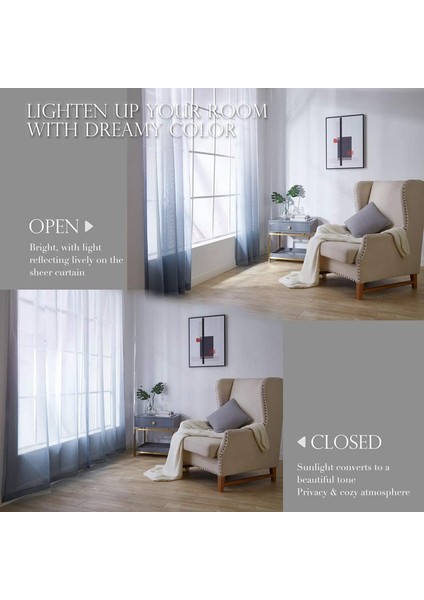 2 Gradyan Perde Gri 107 * 160 cm (Yurt Dışından) fırsatları