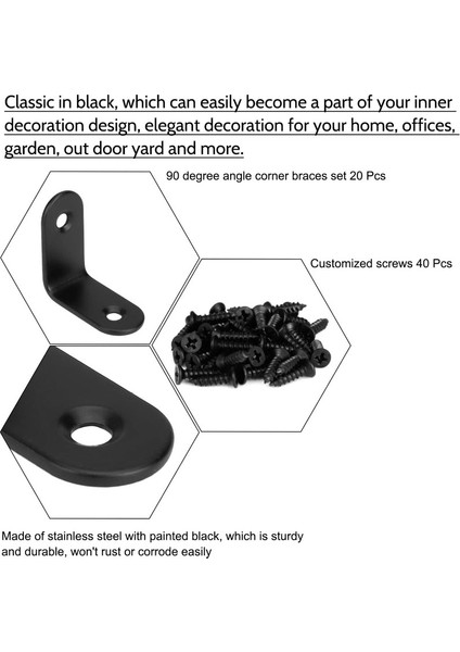 Montaj Braketi Siyah Dik Açılı Braket L-Şekilli Metal Braket Ahşap Mobilya Dolap Braketi Için Vidalı 20 Parça 30 * 30 * 16 mm (Yurt Dışından) fırsatları